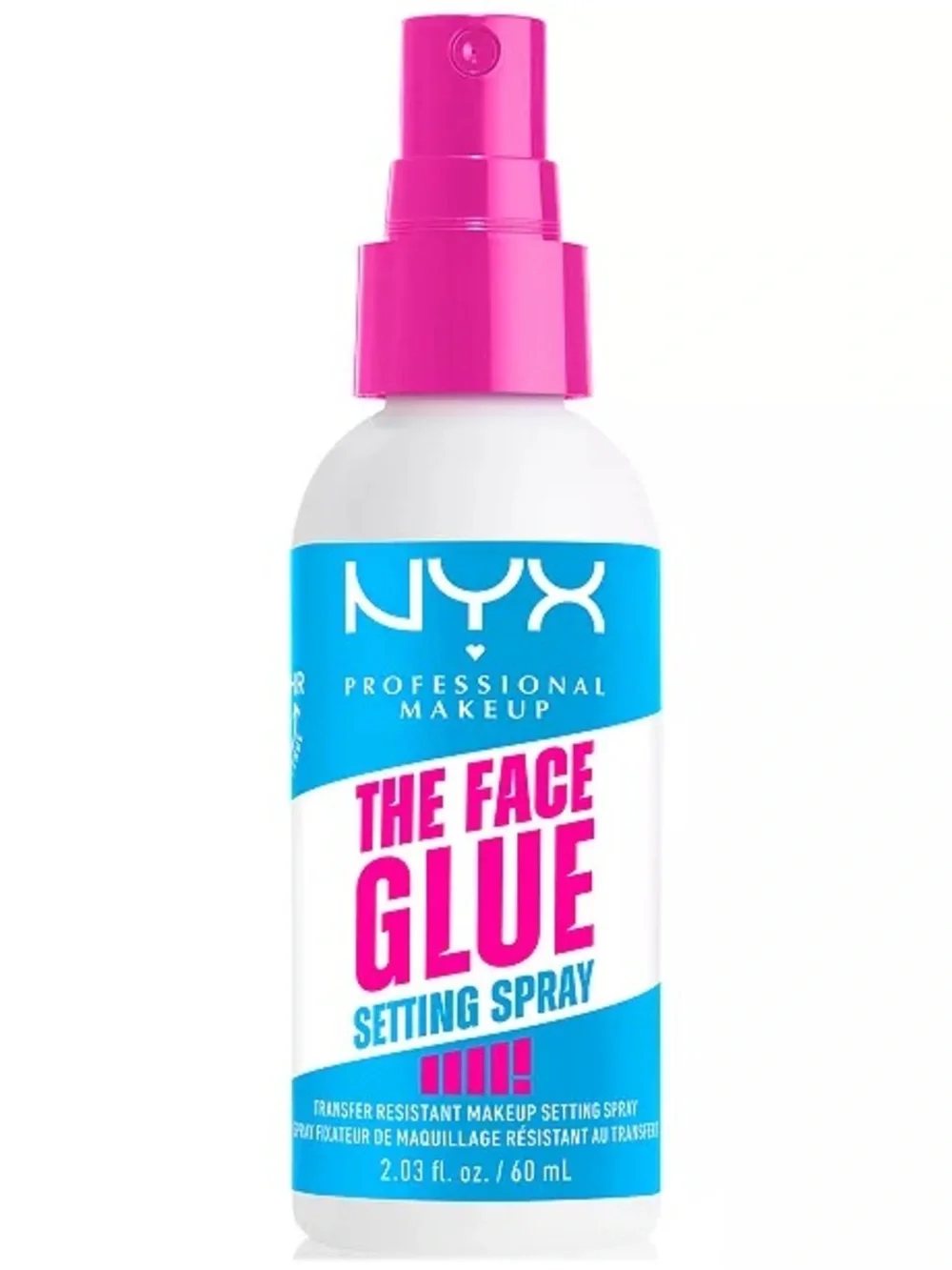 NYX The Face Glue Setting Spray - Pink & Blue Packaging